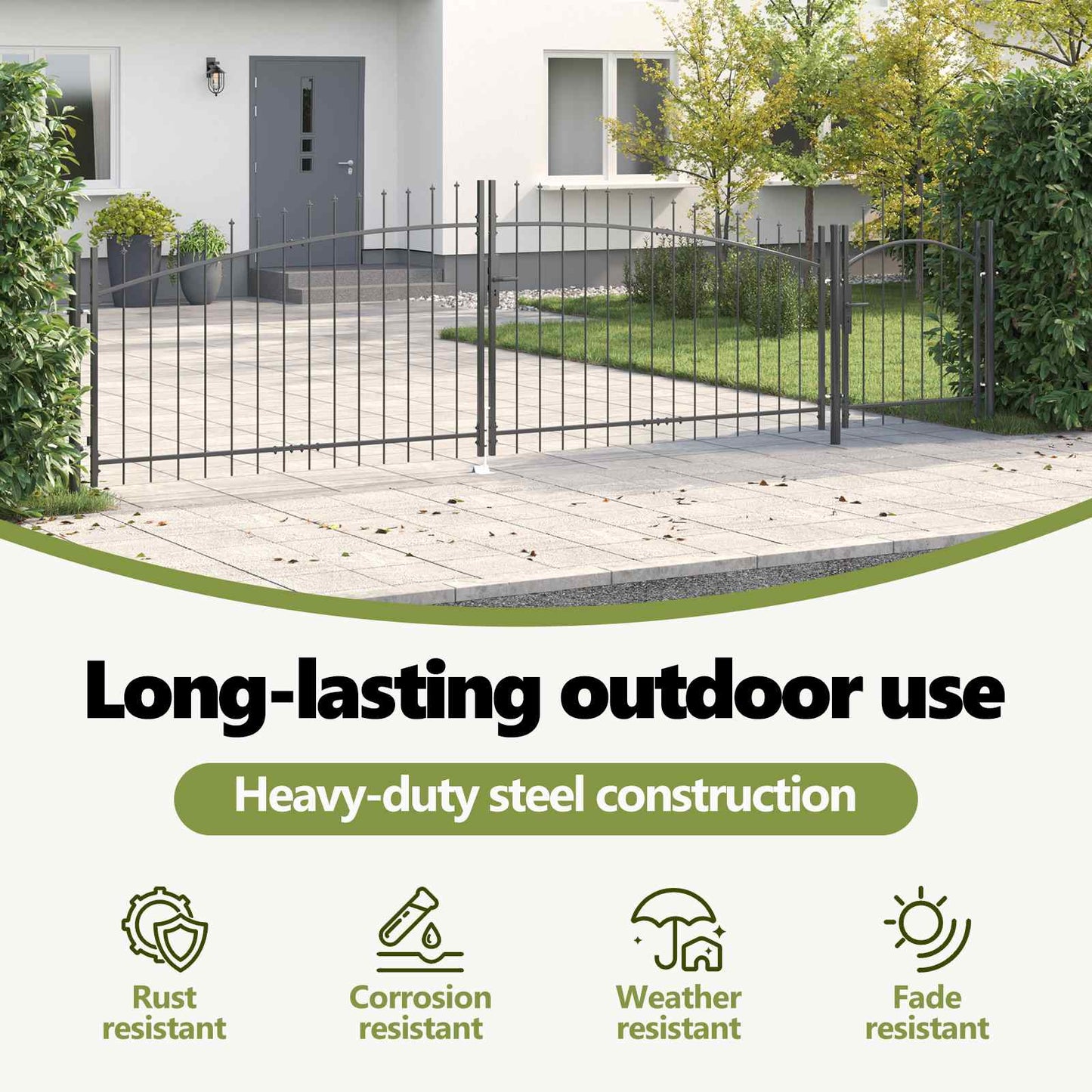 Garden Gate with Lock Woerden Grey 150 x 500 cm Steel