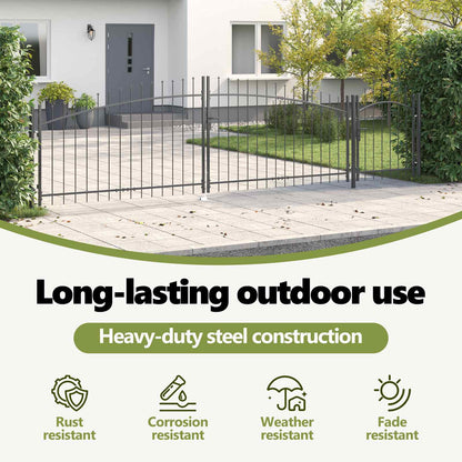 Garden Gate with Lock Woerden Grey 150 x 500 cm Steel