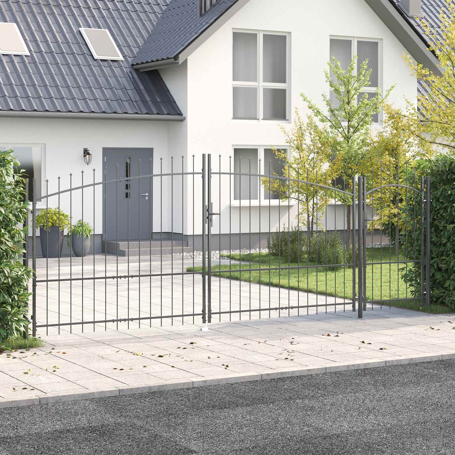 Garden Gate with Lock Woerden Grey 175 x 500 cm Steel