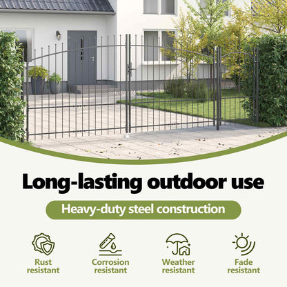 Garden Gate with Lock Woerden Grey 175 x 500 cm Steel