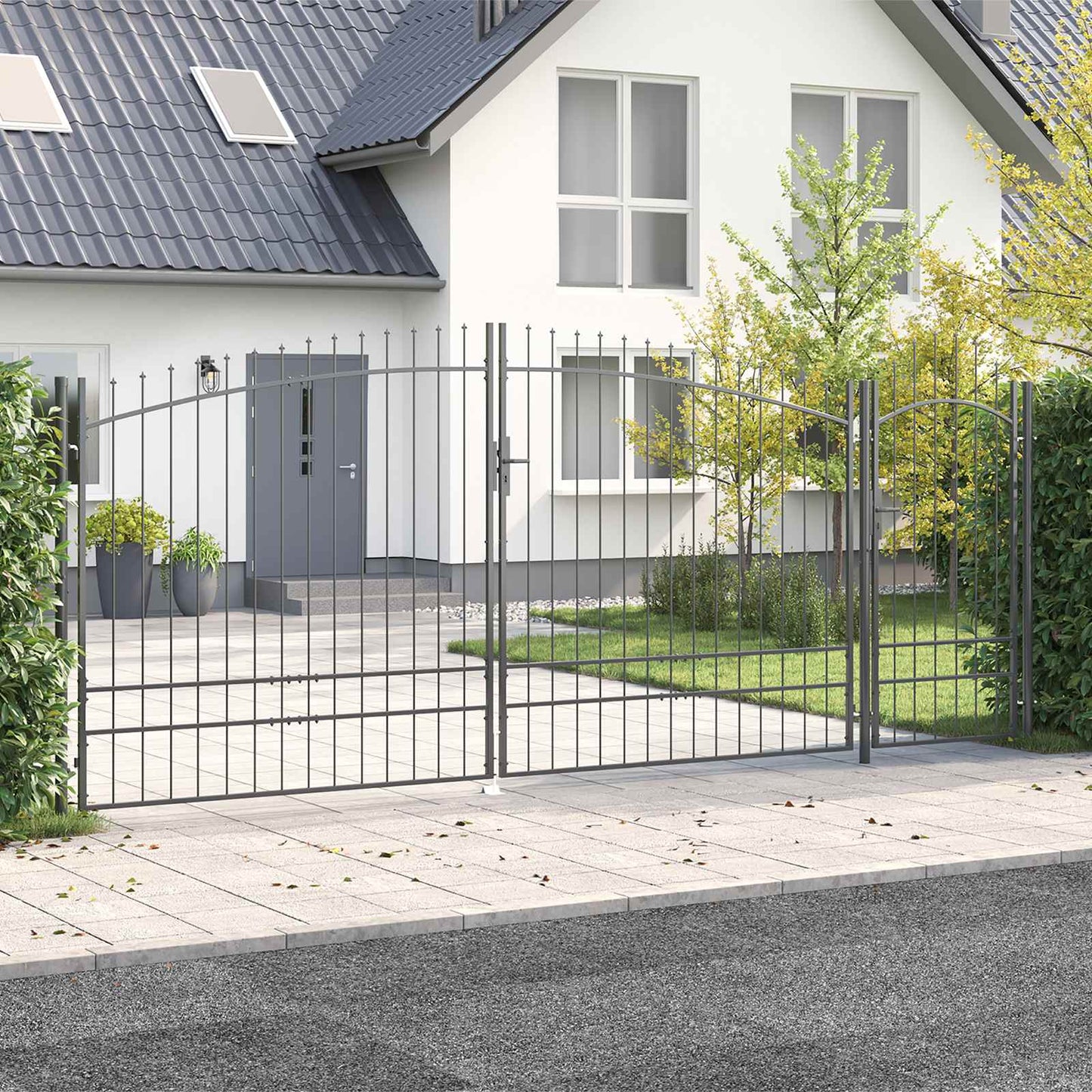 Garden Gate with Lock Woerden Grey 195 x 500 cm Steel