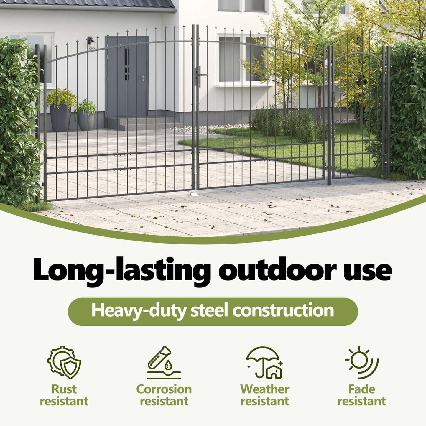 Garden Gate with Lock Woerden Grey 195 x 500 cm Steel