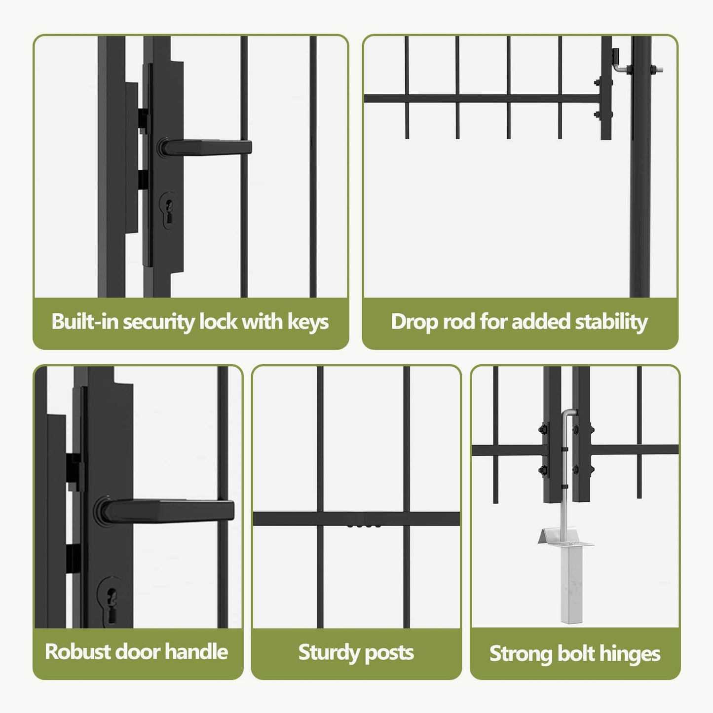 Garden Gate with Lock Woerden Grey 195 x 500 cm Steel