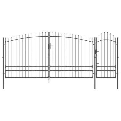 Garden Gate with Lock Woerden Grey 195 x 500 cm Steel