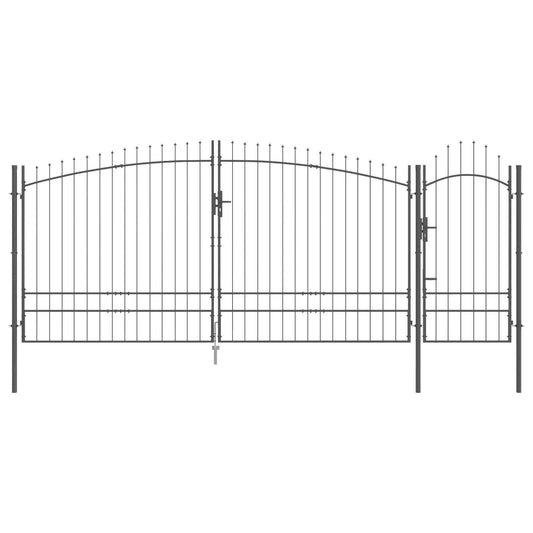 Garden Gate with Lock Woerden Grey 195 x 500 cm Steel