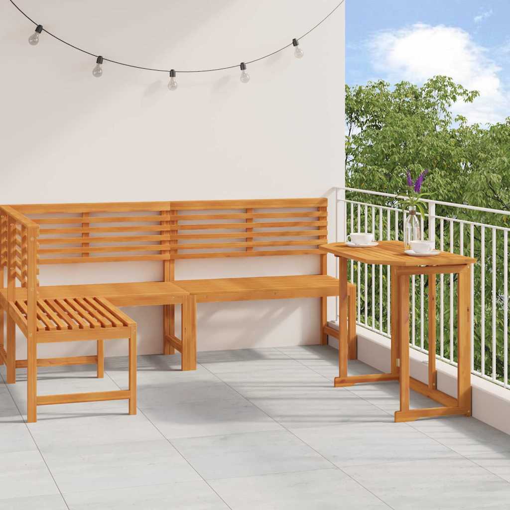 Garden Bench Set 3 pcs Brown Solid Acacia Wood