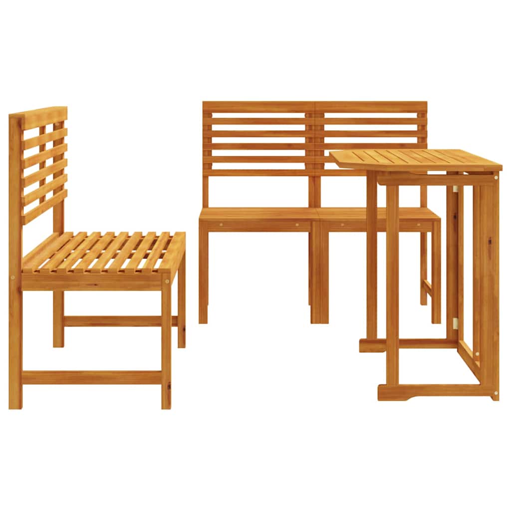 Garden Bistro Set 3 pcs Brown Solid Acacia Wood