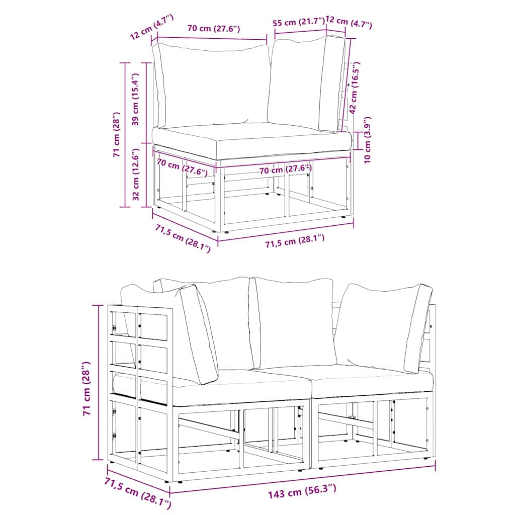 Outdoor Furniture 2 Piece Black and Anthracite Metal