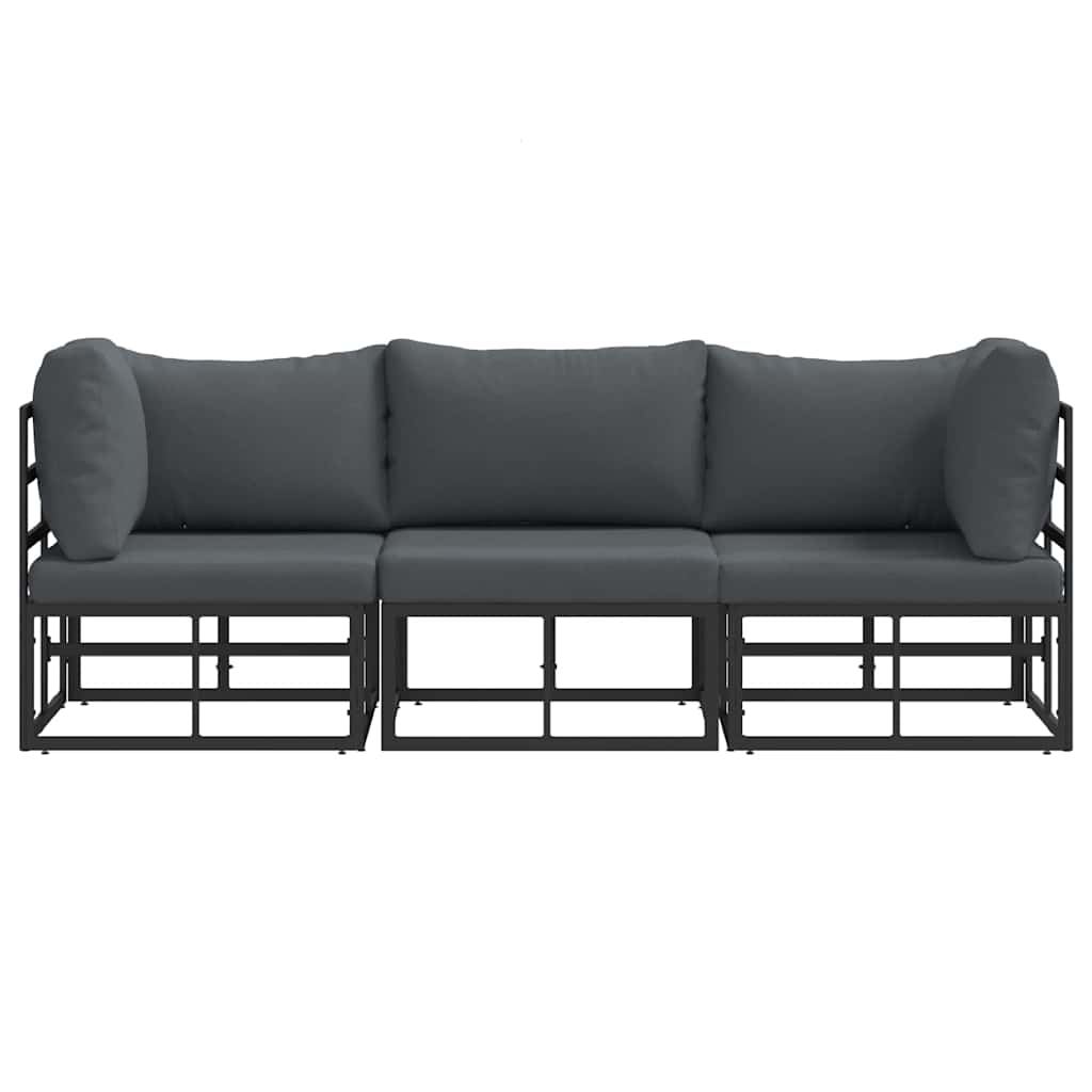 Outdoor Furniture 3 Piece Black and Anthracite Metal