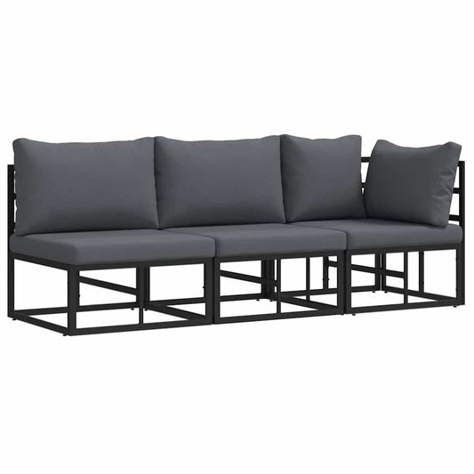 Outdoor Furniture 3 Piece Black and Anthracite Metal