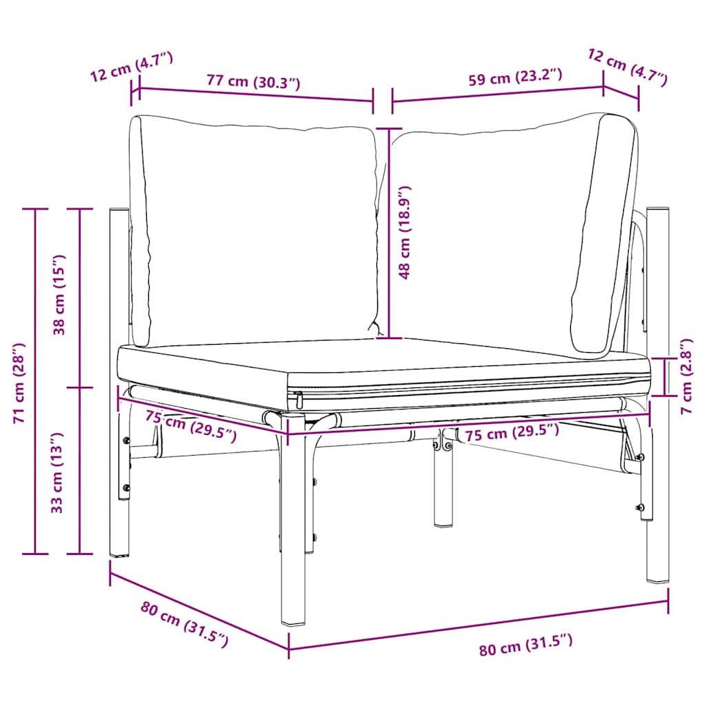 Outdoor Furniture with Cushion Anthracite 80 x 80 x 71 cm Steel