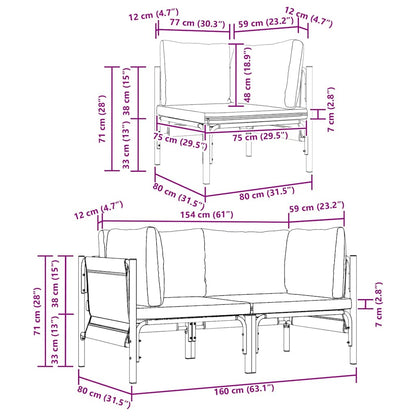 Outdoor Furniture 2 pcs Anthracite 80 x 80 x 71 cm Steel