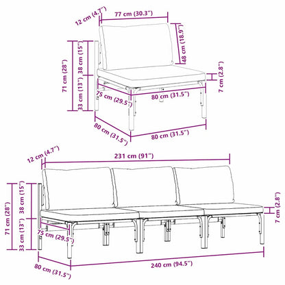 Outdoor Furniture 3 Piece Anthracite 80 x 80 x 71 cm Steel