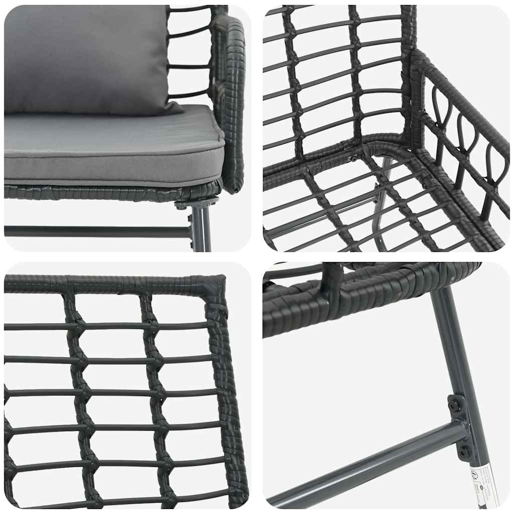 Garden Bench Black and Anthracite Poly Rattan