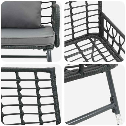 Garden Bench Black and Anthracite Poly Rattan