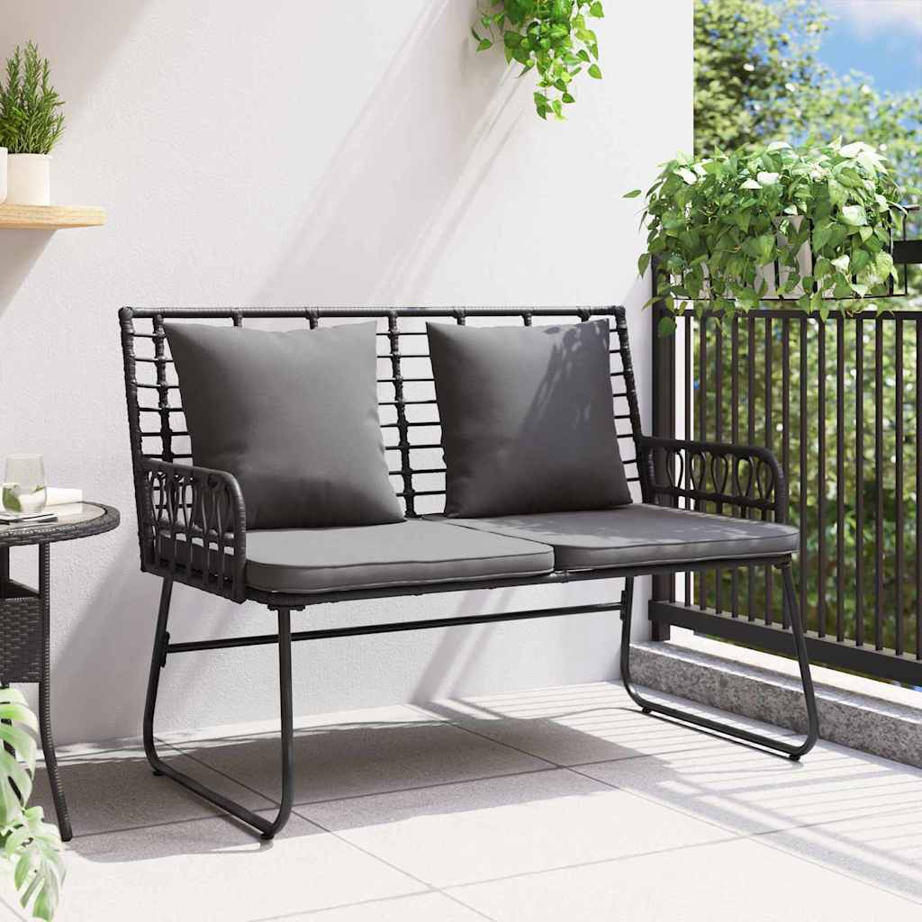 Garden Bench Black and Anthracite Poly Rattan