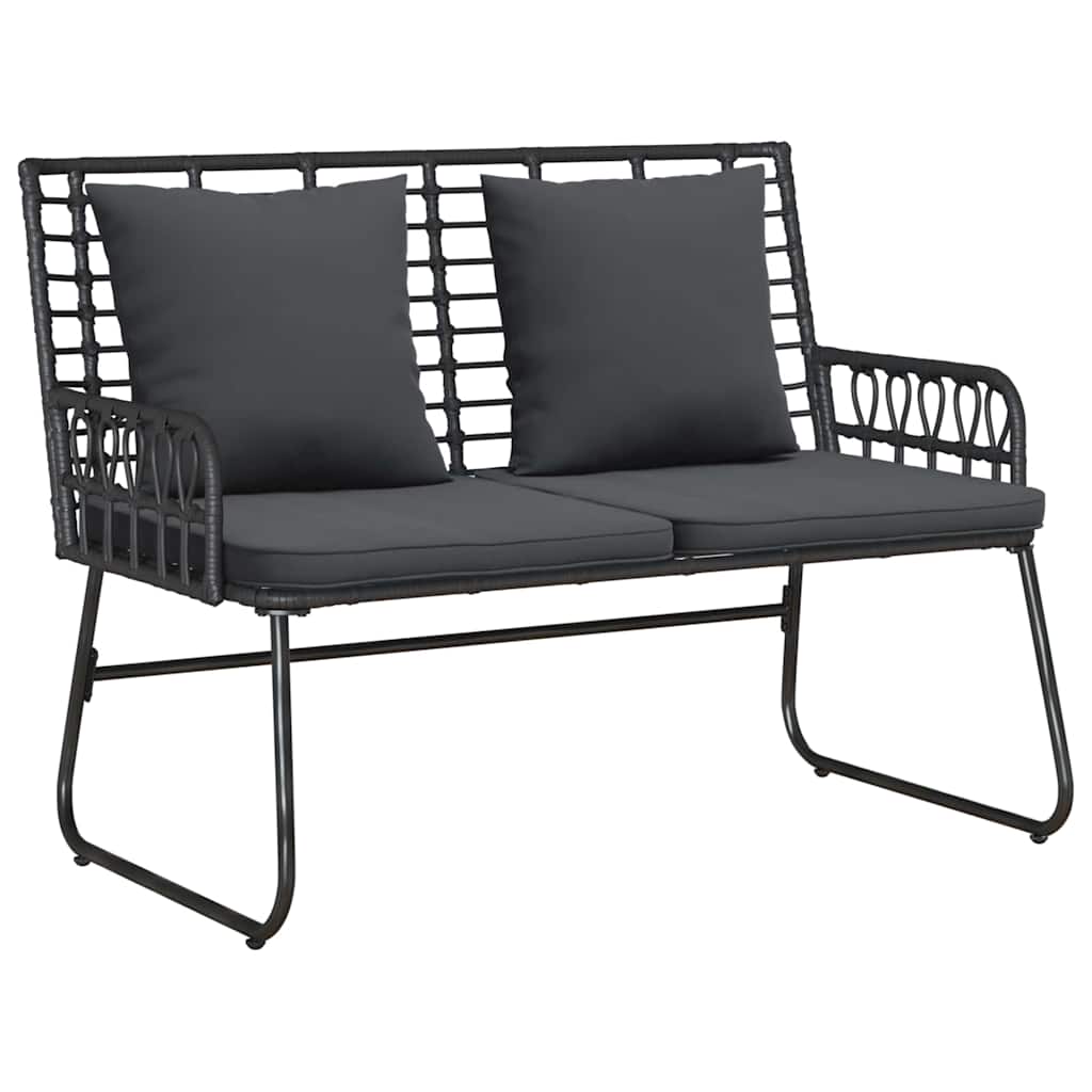 Garden Bench Black and Anthracite Poly Rattan