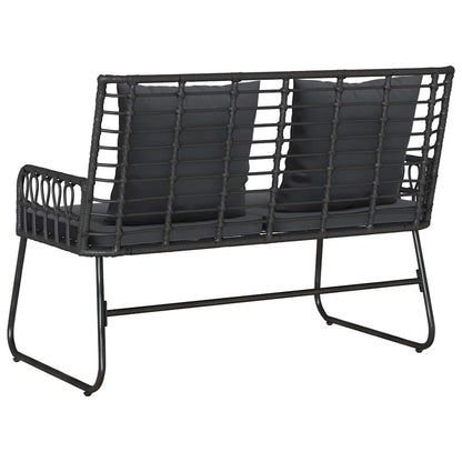 Garden Bench Black and Anthracite Poly Rattan