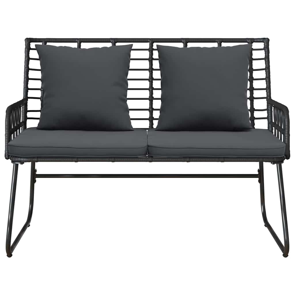 Garden Bench Black and Anthracite Poly Rattan