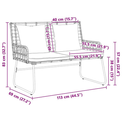 Garden Bench Black and Anthracite Poly Rattan