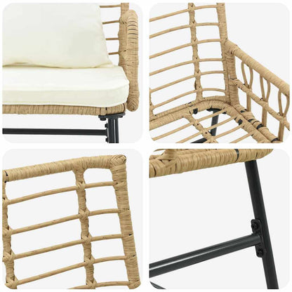 Garden Bench Brown and Cream Poly Rattan