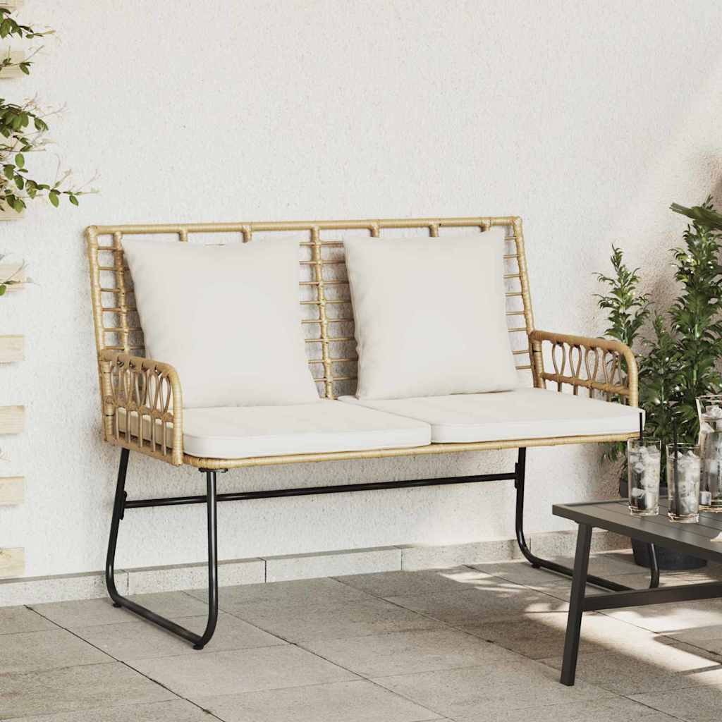Garden Bench Brown and Cream Poly Rattan