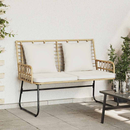 Garden Bench Brown and Cream Poly Rattan
