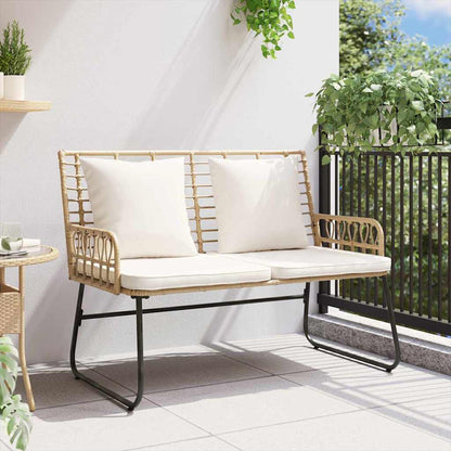 Garden Bench Brown and Cream Poly Rattan
