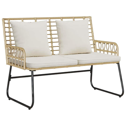 Garden Bench Brown and Cream Poly Rattan
