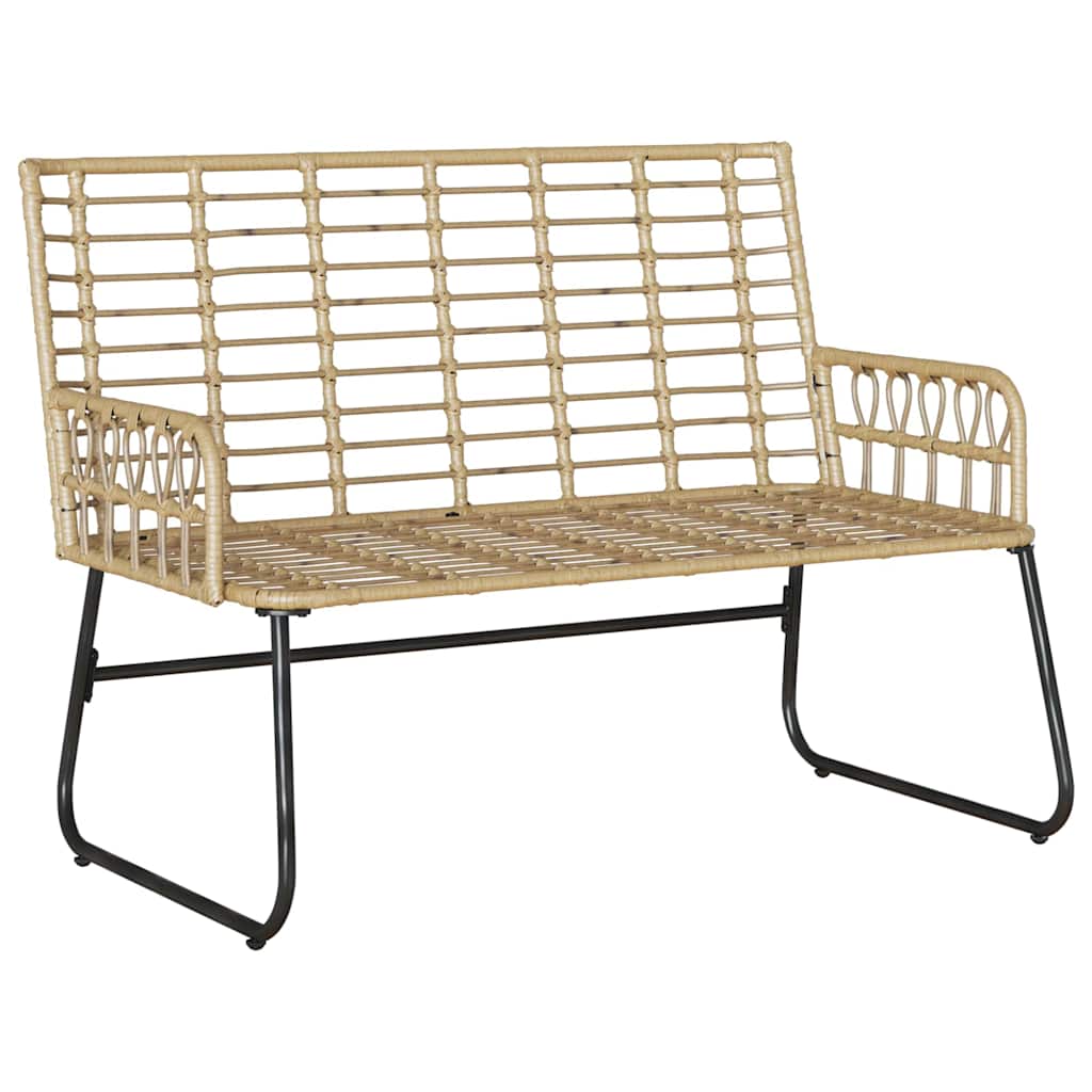 Garden Bench Brown and Cream Poly Rattan