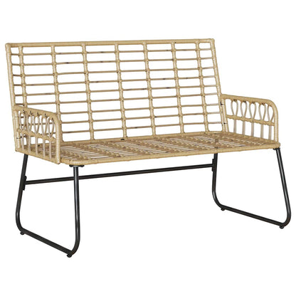 Garden Bench Brown and Cream Poly Rattan