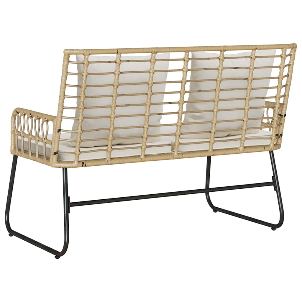 Garden Bench Brown and Cream Poly Rattan
