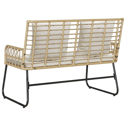 Garden Bench Brown and Cream Poly Rattan