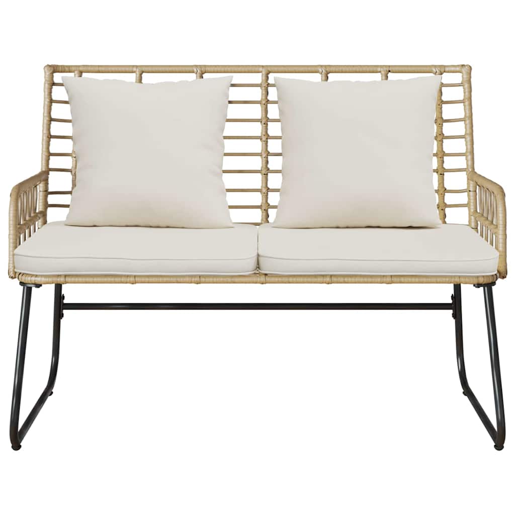 Garden Bench Brown and Cream Poly Rattan