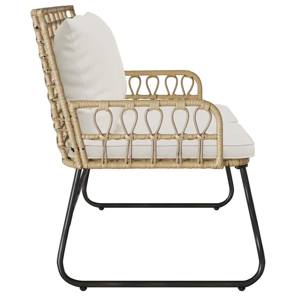 Garden Bench Brown and Cream Poly Rattan