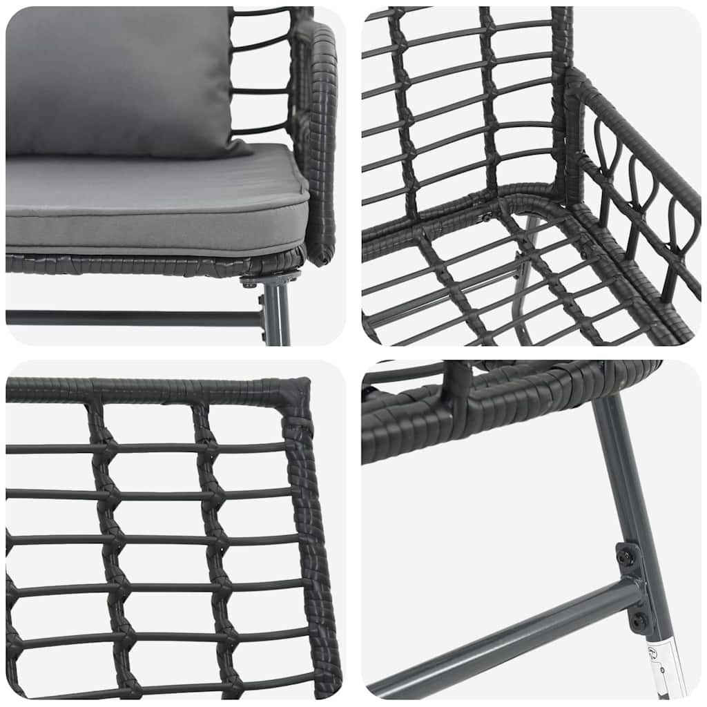 Garden Dining Set 3 pcs Black and Anthracite Poly Rattan