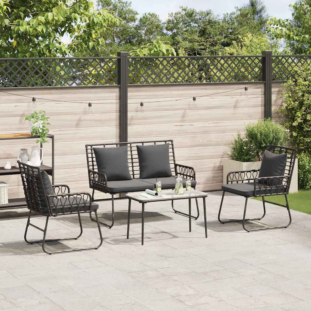 Garden Dining Set 3 pcs Black and Anthracite Poly Rattan