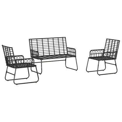 Garden Dining Set 3 pcs Black and Anthracite Poly Rattan