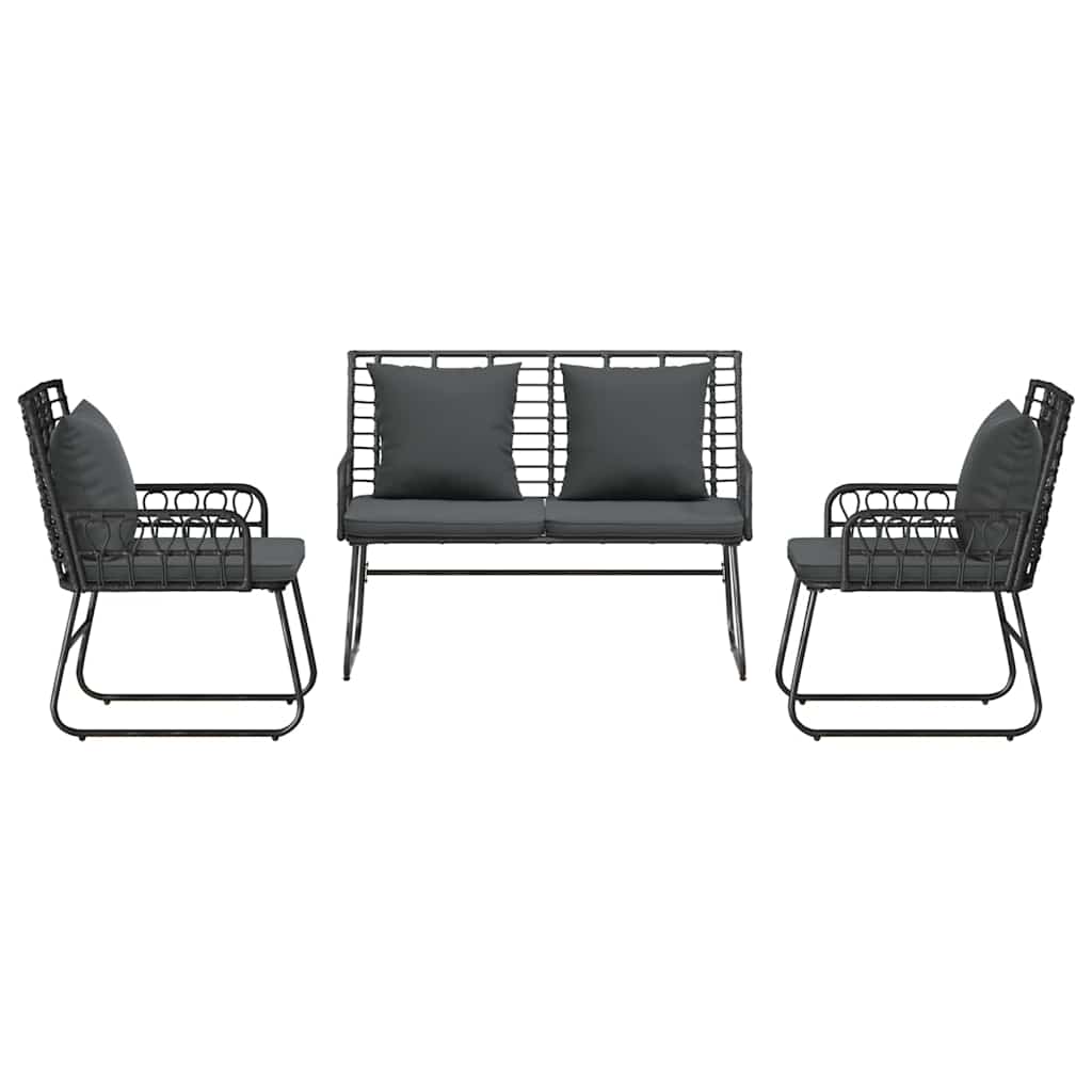 Garden Dining Set 3 pcs Black and Anthracite Poly Rattan