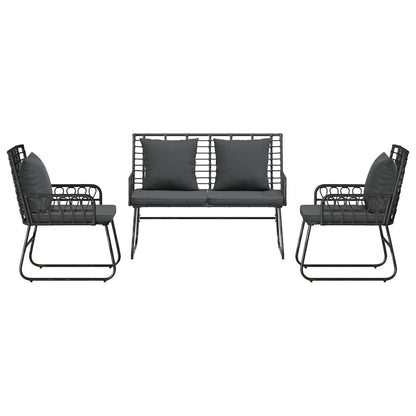 Garden Dining Set 3 pcs Black and Anthracite Poly Rattan
