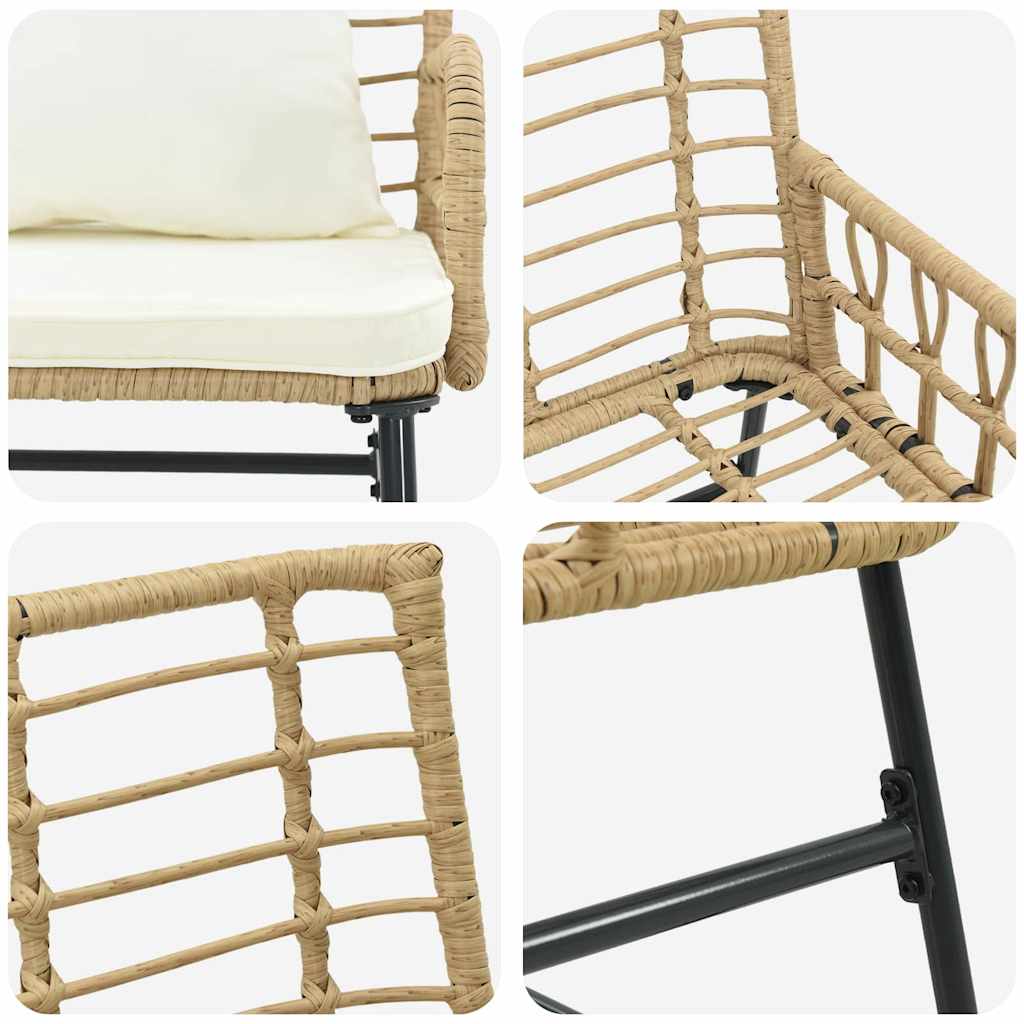 Garden Dining Set 3 pcs Brown and Cream Poly Rattan