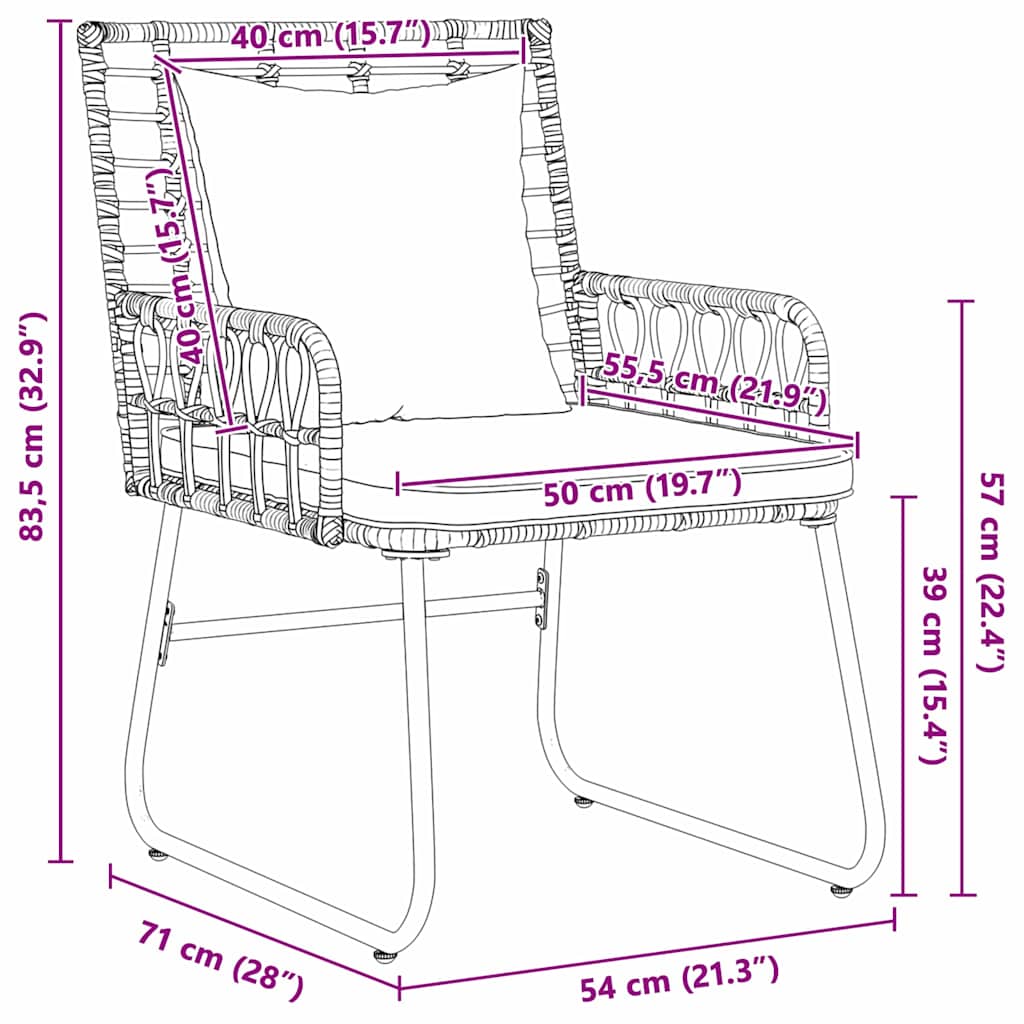 Garden Dining Set 3 pcs Brown and Cream Poly Rattan