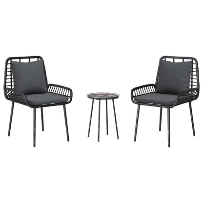 Garden Dining Set 3 pcs Black and Anthracite Poly Rattan
