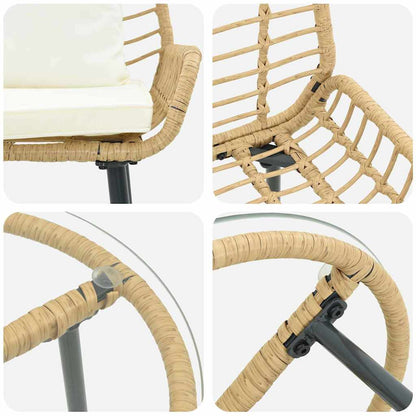 Garden Dining Set 3 pcs Brown and Cream Poly Rattan