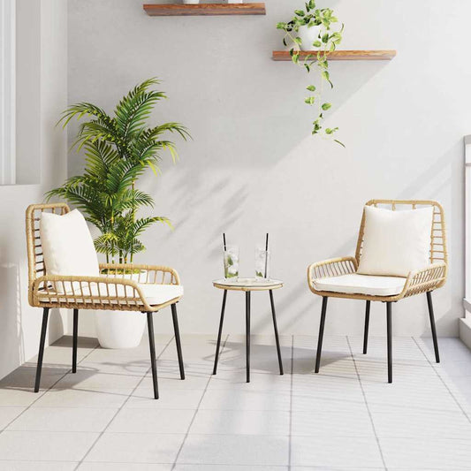 Garden Dining Set 3 pcs Brown and Cream Poly Rattan