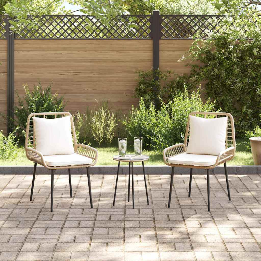 Garden Dining Set 3 pcs Brown and Cream Poly Rattan