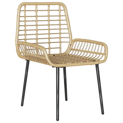 Garden Dining Set 3 pcs Brown and Cream Poly Rattan