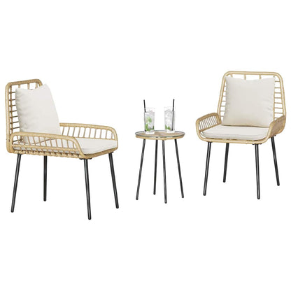 Garden Dining Set 3 pcs Brown and Cream Poly Rattan