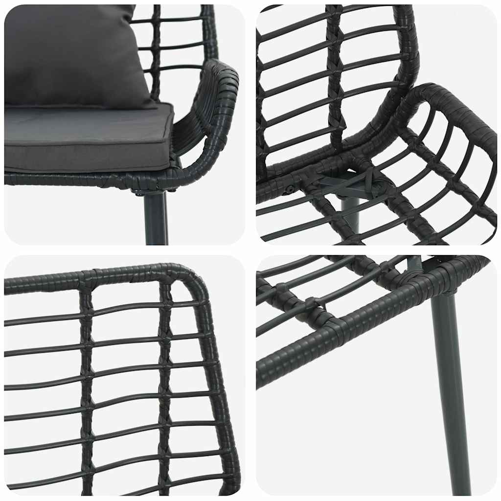 Garden Bench Black and Anthracite Poly Rattan