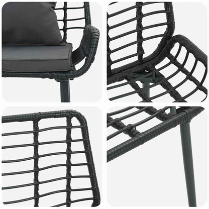 Garden Bench Black and Anthracite Poly Rattan